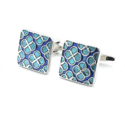 Kaufen Sie Henk ter Horst  dasklem en manchetknopen met blauw emaille patroon Zilver für nur CHF 53,56 bei Henk ter Horst fashion