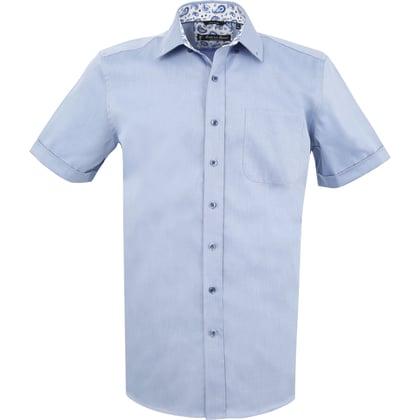 Kaufen Sie Henk ter Horst 100% katoenen business overhemd met korte mouw en contrastbeleg in de kraag Blauw für nur 63,11 CHF bei Henk ter Horst fashion