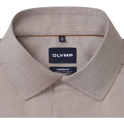 OLYMP Luxor Hemd | Rotbraun | Strukturwebung | Kentkragen