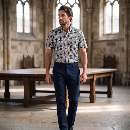 Kaufen Sie Henk ter Horst 100% katoenen overhemd met korte mouw en fotoprint Groen für nur 74,98 CHF bei Henk ter Horst fashion