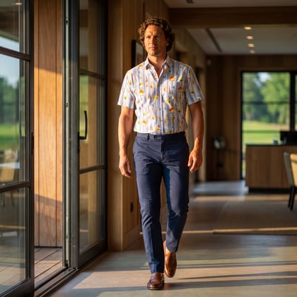 Kaufen Sie Henk ter Horst 100% katoenen overhemd met korte mouw en zeilboten citroenen gestreepte print Geel für nur 73,89 CHF bei Henk ter Horst fashion