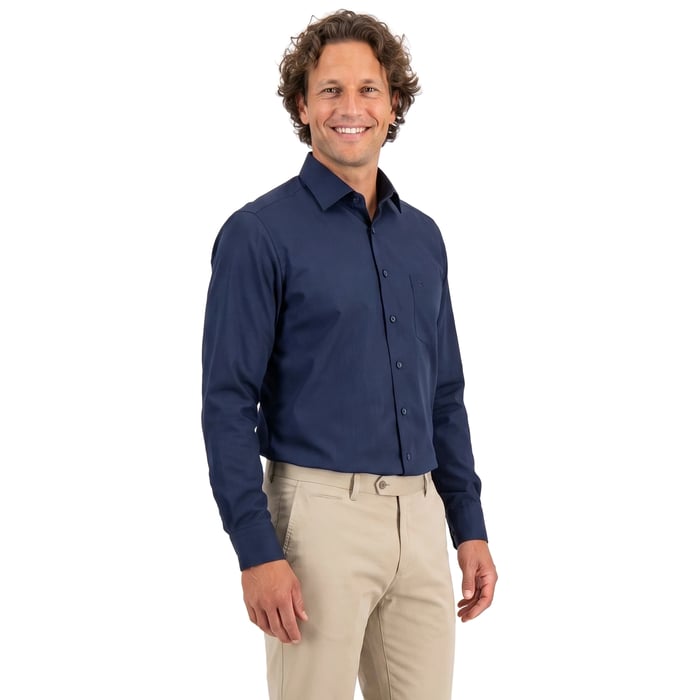 Kaufen Sie Olymp Luxor Comfort Fit Langarmhemd | Dunkelblau | Bügelfrei | Kent-Kragen | 100% Baumwolle für nur 75,95 CHF bei Henk ter Horst fashion