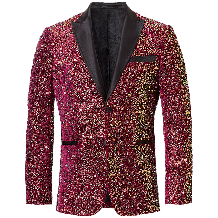 Kaufen Sie Henk ter Horst Samt Samt Perlen schillernd glänzender Glitzer Smoking Jacke Smoking Jacke mit hochgeschnittenem Revers Rot für nur 125,14 CHF bei Henk ter Horst fashion