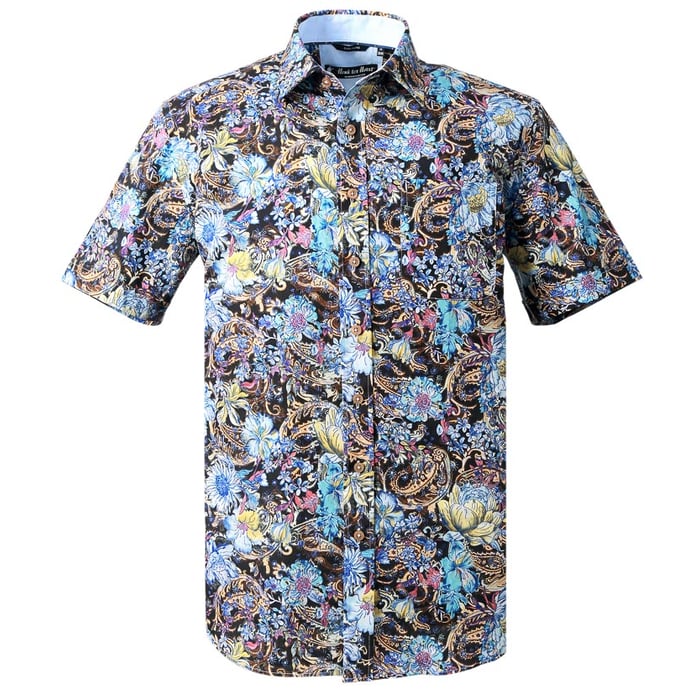 Kaufen Sie Henk ter Horst 100% katoenen overhemd met korte mouw en bloemenprint Blauw für nur 29,95 CHF bei Henk ter Horst fashion
