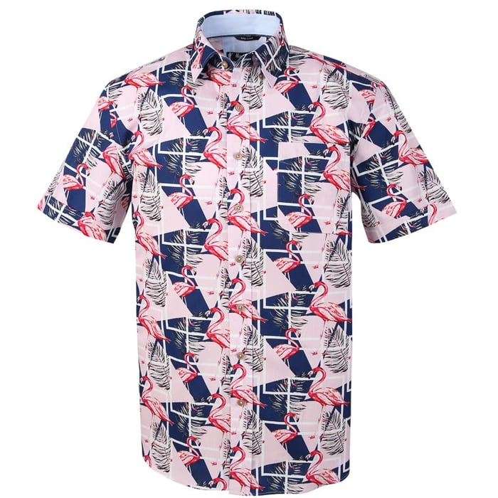 Kaufen Sie Henk ter Horst 100% katoenen printoverhemd flamingo Blauw für nur 29,95 CHF bei Henk ter Horst fashion