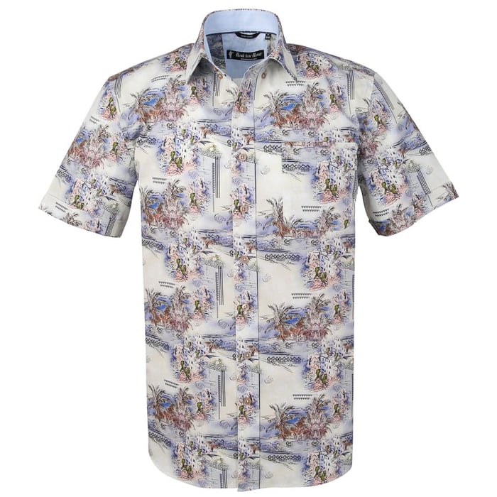 Kaufen Sie Henk ter Horst 100% katoenen printoverhemd korte mouw mediterraan Blauw für nur 29,95 CHF bei Henk ter Horst fashion