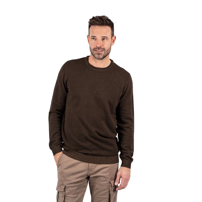 Kaufen Sie Bequemer Pre End Pullover in moderner Passform mit Rundhalsausschnitt und modischen Streifen Braun für nur 37,18 CHF bei Henk ter Horst fashion