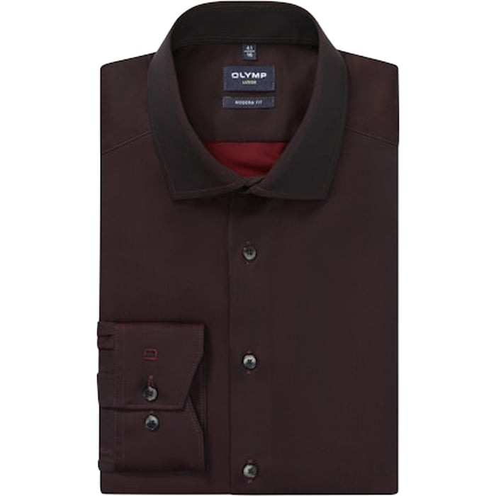 Kaufen Sie Olymp Luxor modern fit katoen overhemd lange mouw Donkerrood für nur 75,02 CHF bei Henk ter Horst fashion