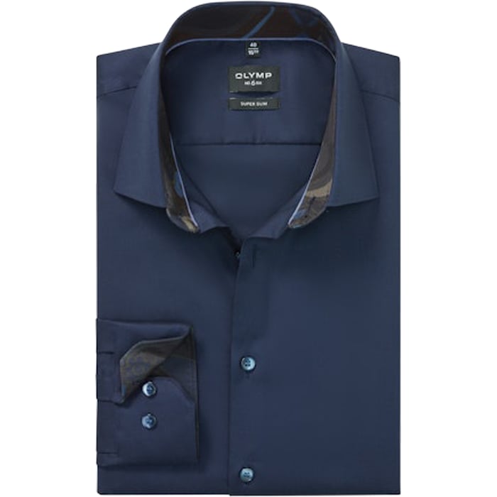 Kaufen Sie Olymp No. Six Super Slim Hemd Navy | Langarm | Kontrastkragen | Bügelleicht | Baumwoll-Mix für nur 79,95 CHF bei Henk ter Horst fashion