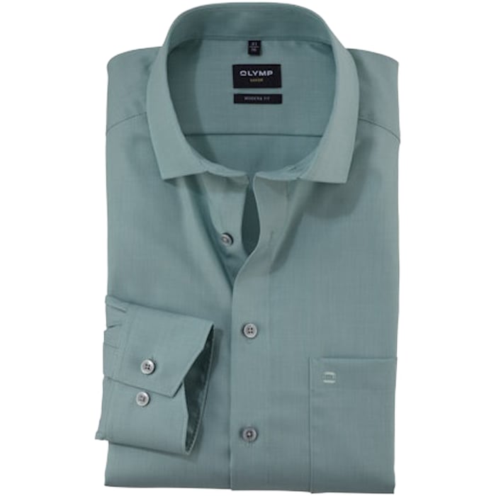 Kaufen Sie Olymp Luxor Hemd | Modern Fit | Bügelfrei | Grünblau | Kentkragen | 100% Baumwolle | Langarm für nur 69,95 CHF bei Henk ter Horst fashion
