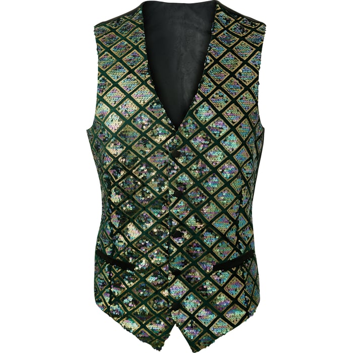 Kaufen Sie Henk ter Horst Feestgilet jacquard diamantpatroon pailletten iriserend glanzend glitter waistcoat smokinggilet Petrol für nur 93,30 CHF bei Henk ter Horst fashion