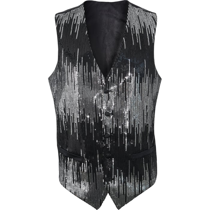 Kaufen Sie Henk ter Horst Feestgilet pailletten zigzagdessin glanzend glitter waistcoat smokinggilet, zwart Zilver für nur 93,30 CHF bei Henk ter Horst fashion