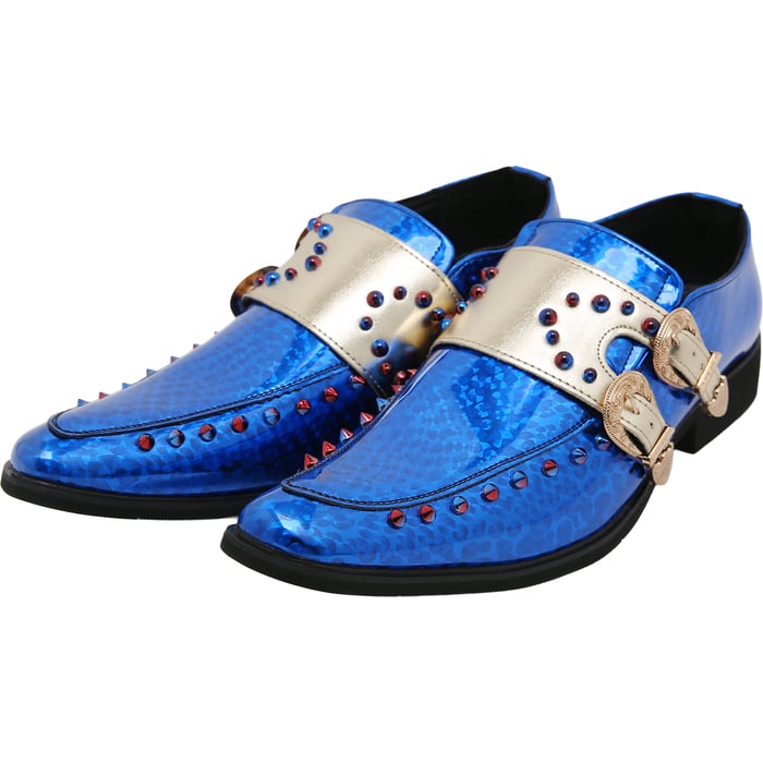 Kaufen Sie Henk ter Horst Lackschuh Blau | Hammerschlag-Struktur | Goldener Riemen | Strass-Details | PU für nur 37,19 CHF bei Henk ter Horst fashion