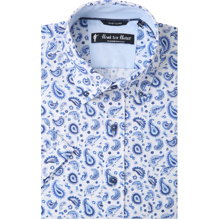 Kaufen Sie Henk ter Horst 100% katoenen overhemd met korte mouw en kleine paisley print Blauw für nur 73,89 CHF bei Henk ter Horst fashion