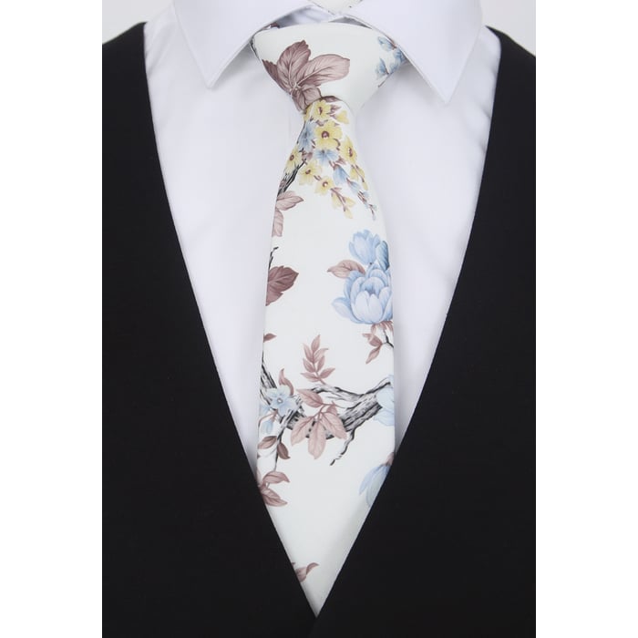 Kaufen Sie Henk ter Horst 100% katoenen stropdas met pastel chinoiserie bloemen vogel print Lichtblauw für nur 36,92 CHF bei Henk ter Horst fashion