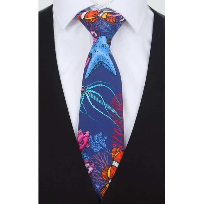 Kaufen Sie Henk ter Horst 100% katoenen stropdas met takken kleurrijke zeeleven print Donkerblauw für nur 36,92 CHF bei Henk ter Horst fashion