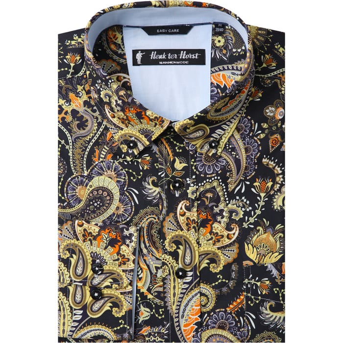 Kaufen Sie Henk ter Horst 100% katoenen overhemd met lange mouw en paisley bloemen Zwart für nur 75,23 CHF bei Henk ter Horst fashion