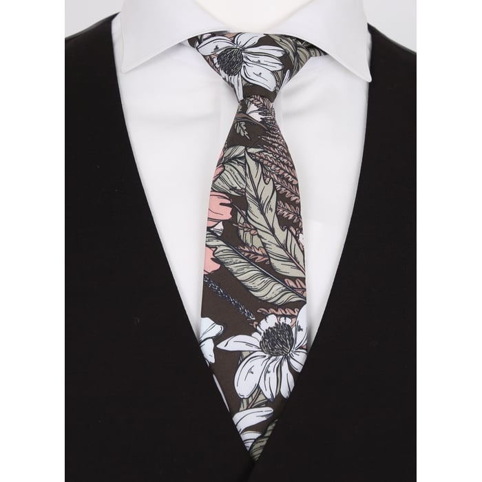 Kaufen Sie Henk ter Horst Krawatte | Retro-Blumenprint | Altrosa &amp; Dunkelbraun für nur 37,61 CHF bei Henk ter Horst fashion