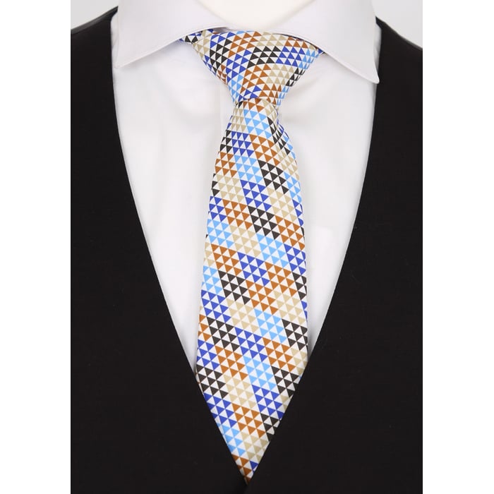 Kaufen Sie Henk ter Horst 100% katoenen stropdas met ruiten van kleine driehoekjes print Cognac für nur 39,95 CHF bei Henk ter Horst fashion