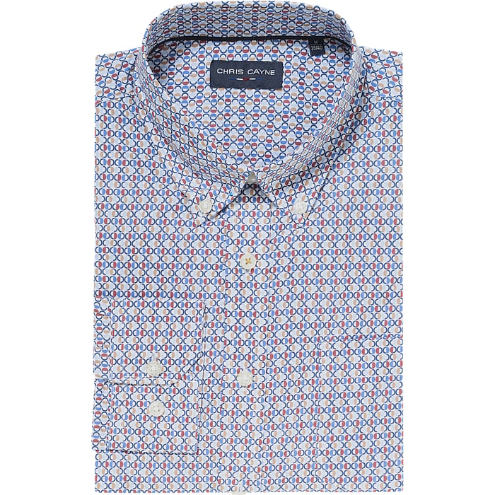 Kaufen Sie Chris Cayne Herrenhemd | Grafischer Print | Button-Down | Rotbraun-Blau für nur 37,39 CHF bei Henk ter Horst fashion