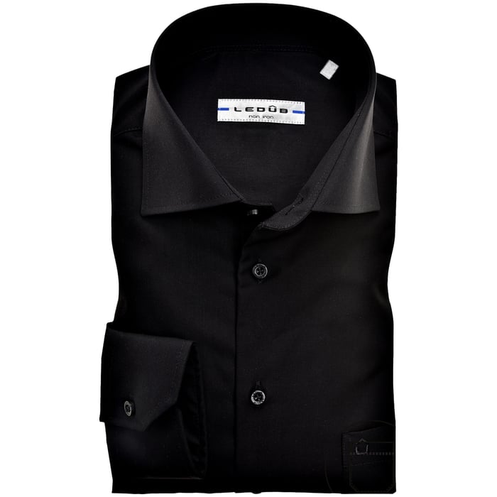 Kaufen Sie Ledub modern fit uni strijkvrij overhemd met wide spread kraag en borstzak Zwart für nur CHF 77,70 bei Henk ter Horst fashion