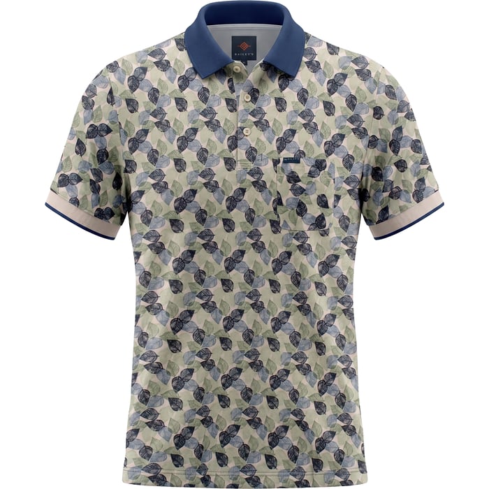 Kaufen Sie Baileys Kurzarm-Poloshirt | Blätterprint | Brusttasche | Kontrastkragen | Grün für nur 64,44 CHF bei Henk ter Horst fashion