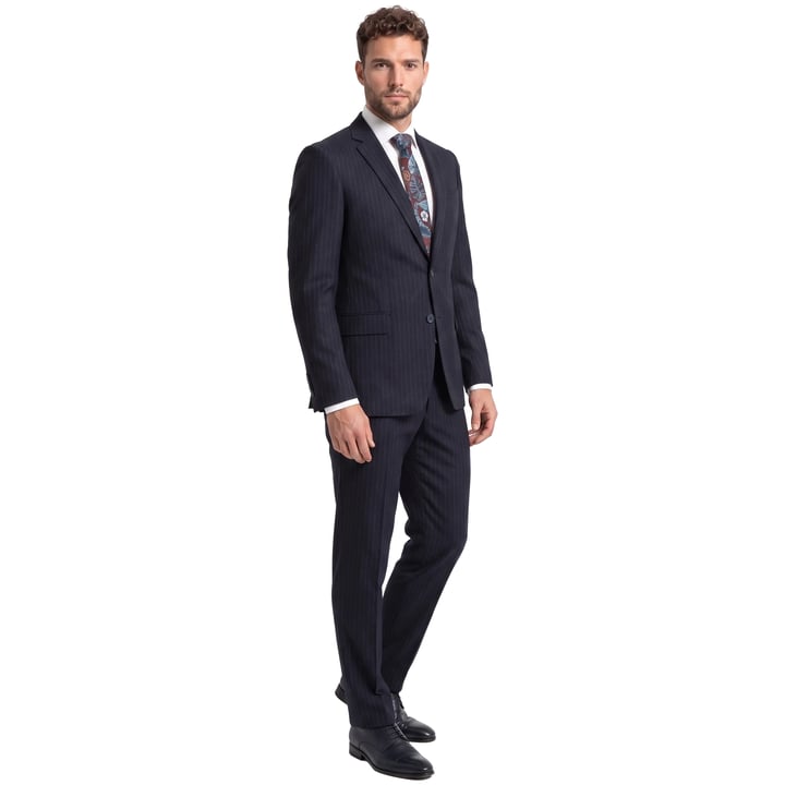 Kaufen Sie Henk ter Horst 2-teiliger Anzug | Dunkelblau Nadelstreifen | Modern Cut | Florales Innenfutter für nur 316,52 CHF bei Henk ter Horst fashion