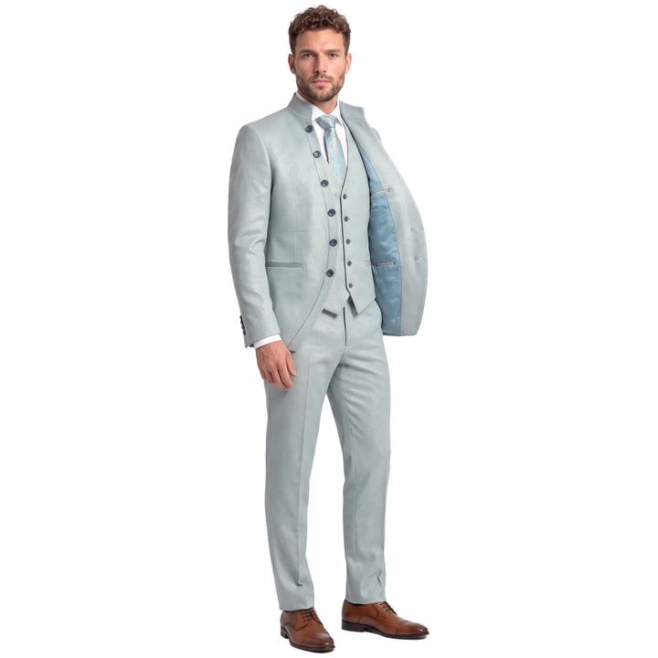 Kaufen Sie Henk ter Horst barok pak met Mao kraag. Inclusief gilet en pantalon. Lichtblauw für nur 553,37 CHF bei Henk ter Horst fashion