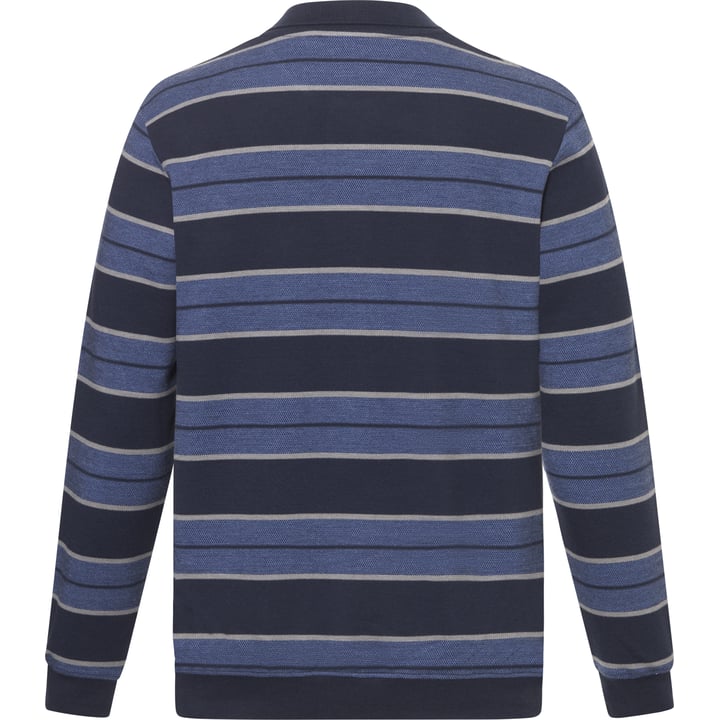 Chris Cayne Polo-Pullover | Gestreift | Brusttasche mit Reißverschluss | Langarm | Blau