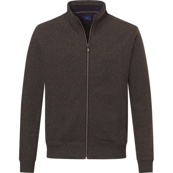 Baileys Strickjacke mit Reißverschluss | Stehkragen | Braun meliert | Baumwollmischung
