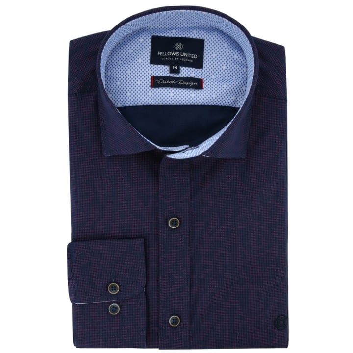 Fellows united shirt muster dunkelblau