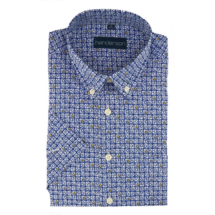 Kaufen Sie Henderson Oberhemd Kurzärm dunkelblau / gelb für nur CHF 36,83 bei Henk ter Horst fashion