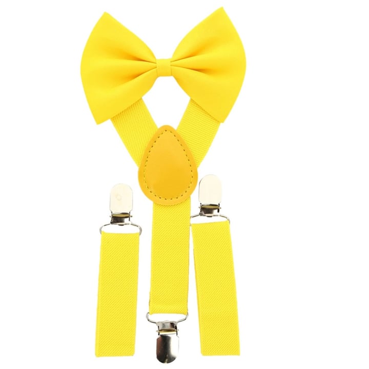 Kaufen Sie Y-förmige Kinder-Hosenträger mit einfarbigen Fliege gelb für nur CHF 19,98 bei Henk ter Horst fashion
