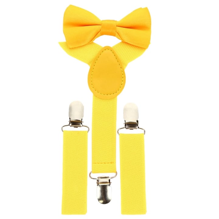 Kaufen Sie Y-förmige Kinder-Hosenträger mit einfarbigem Fliege ockergelb für nur CHF 19,98 bei Henk ter Horst fashion