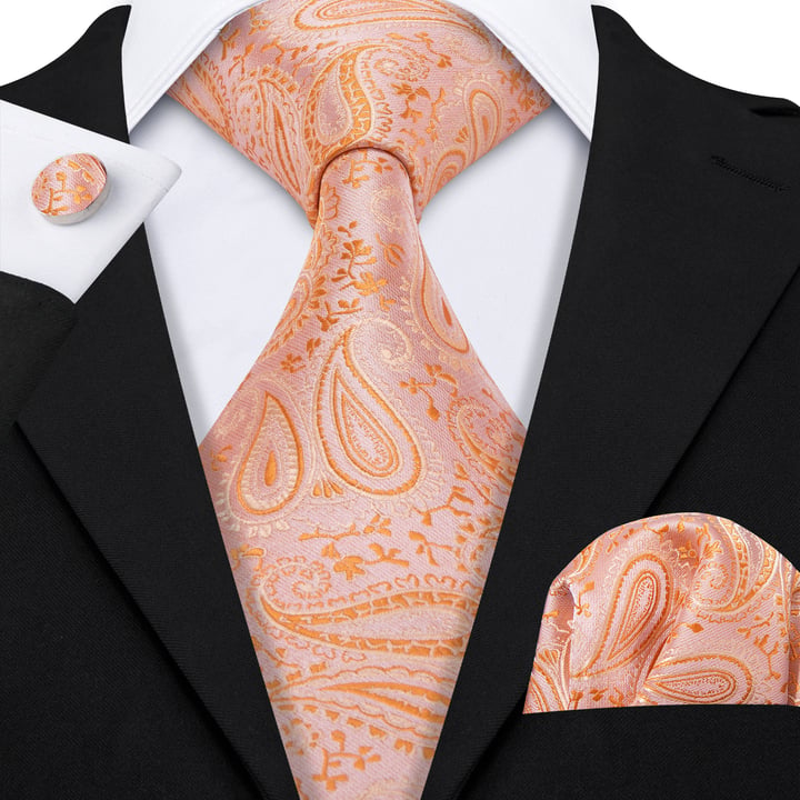 Kaufen Sie Henk ter Horst Seidenkrawatte mit Manschettenknöpfen und Pochette Paisley Salmon für nur CHF 49,16 bei Henk ter Horst fashion