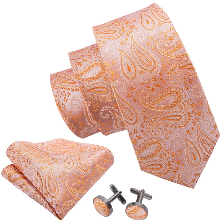 Kaufen Sie Henk ter Horst Seidenkrawatte mit Manschettenknöpfen und Pochette Paisley Salmon für nur CHF 49,16 bei Henk ter Horst fashion