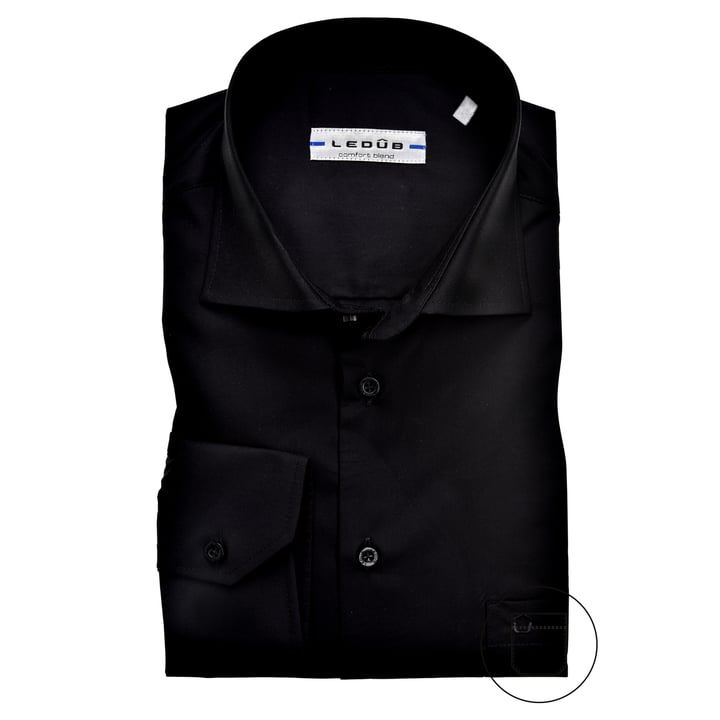 Kaufen Sie Ledub uni overhemd modern fit Zwart für nur  bei Henk ter Horst fashion