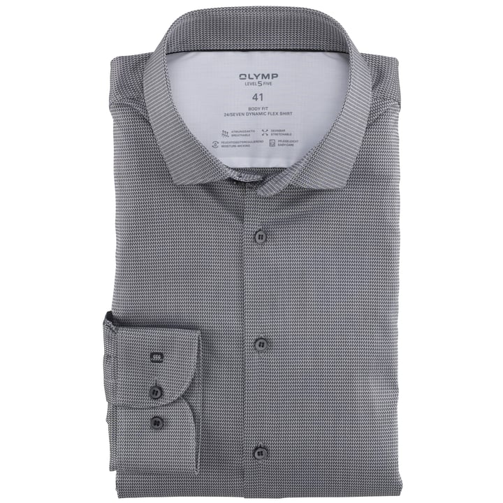 Kaufen Sie Olymp Level Five Body Fit Hemd mit modernem Kent-Kragen Schwarz für nur 73,75 CHF bei Henk ter Horst fashion