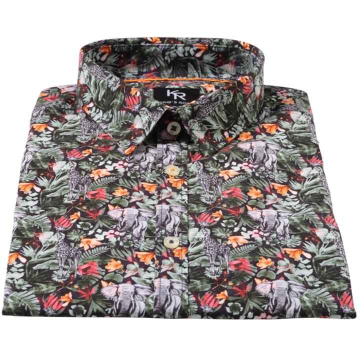 Kaufen Sie Kings Road korte mouw ruimvallend jungle print overhemd Zwart für nur CHF 43,34 bei Henk ter Horst fashion