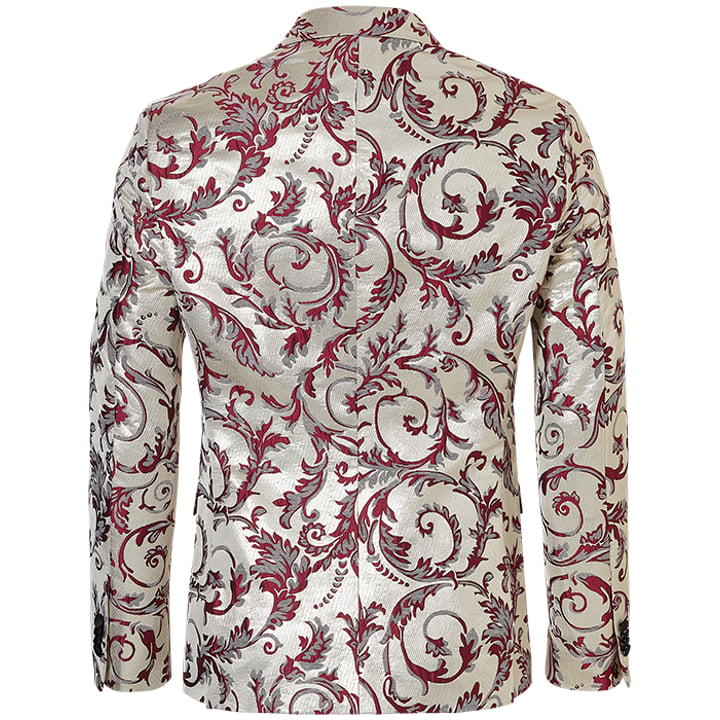 Kaufen Sie Henk ter Horst Partyjacke florale Blätter florales Muster Lurex irisierend glänzend glitzernd Smokingjacke Smokingjacke mit Cut-up Revers Silber für nur 125,14 CHF bei Henk ter Horst fashion
