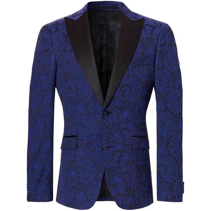 Henk ter Horst Lurex-Smokingjacke mit Paisleymuster Blau