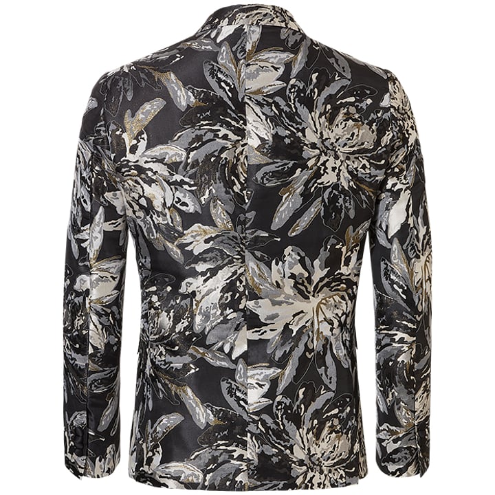 Henk ter Horst Festliche sakko florales Blatt florales Muster Lurex schillernd glänzend glitzernd Smokingjacke Smokingjacke mit hochgeschnittenem Revers Schwarz