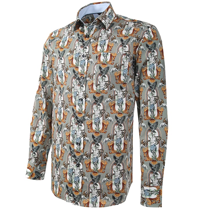 Kaufen Sie Henk ter Horst 100% katoenen overhemd met lange mouw en dieren medaillon print Grijs für nur 73,81 CHF bei Henk ter Horst fashion