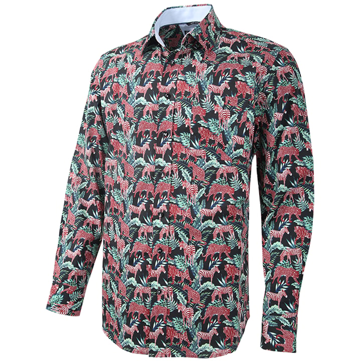 Kaufen Sie Henk ter Horst 100% katoenen overhemd met lange mouw en zebra panter print Donkerrood für nur 73,81 CHF bei Henk ter Horst fashion