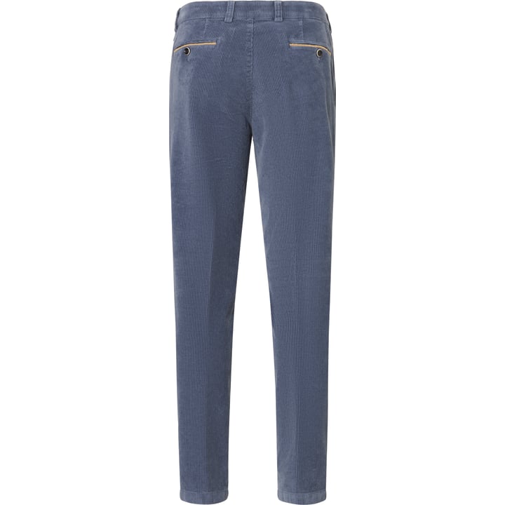 Henk ter Horst Cordhose mit Bundfalte | Baumwolle mit Stretch | Kontrastpaspel | Blau