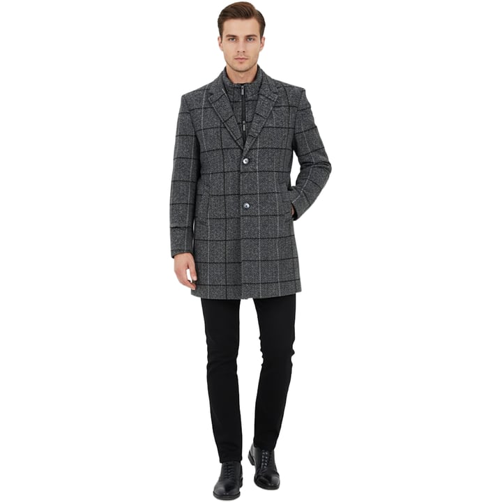 Kaufen Sie Henk ter Horst wintermantel met uitneembare stormflap, zwart/groen, grijze ruit Grijs für nur 222,51 CHF bei Henk ter Horst fashion