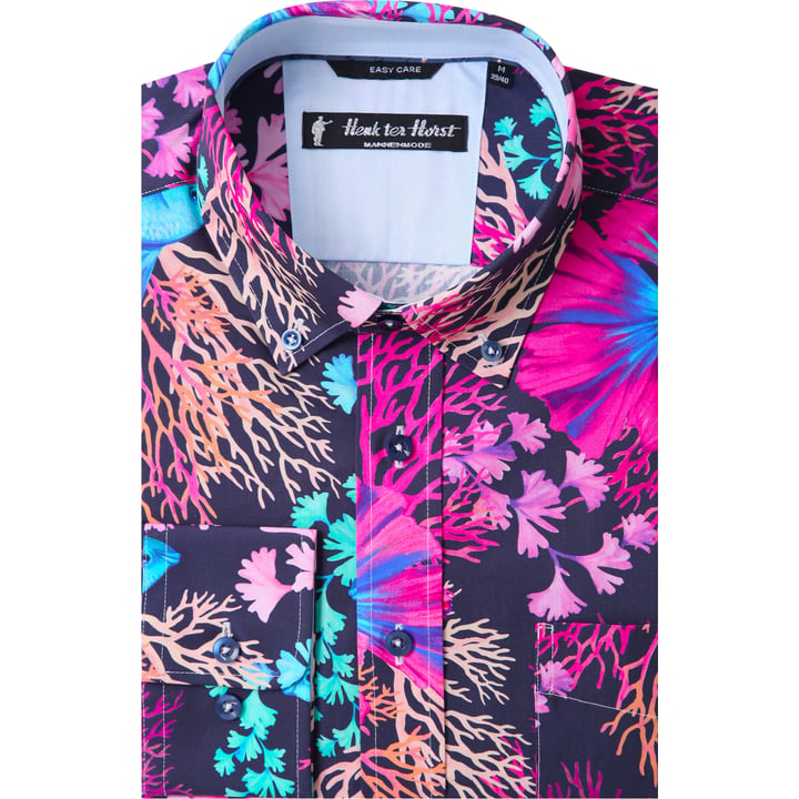 Kaufen Sie Henk ter Horst 100% katoenen overhemd met lange mouw en betta vis koraal Fuchsia für nur 75,23 CHF bei Henk ter Horst fashion