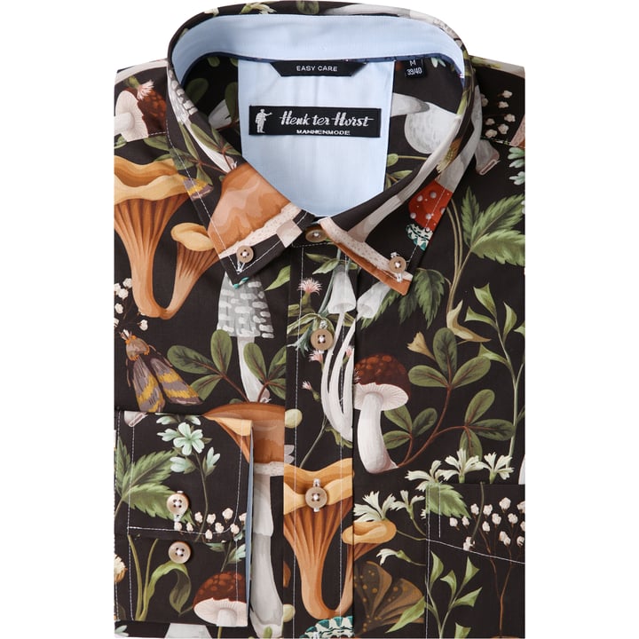 Kaufen Sie Henk ter Horst 100% katoenen overhemd met lange mouw en paddenstoelen botanisch Zwart für nur 75,23 CHF bei Henk ter Horst fashion