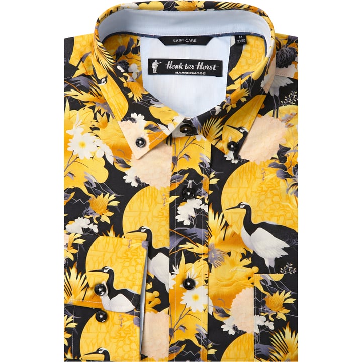 Kaufen Sie Henk ter Horst 100% katoenen overhemd met lange mouw en chinoiserie kraanvogel Okergeel für nur 75,23 CHF bei Henk ter Horst fashion