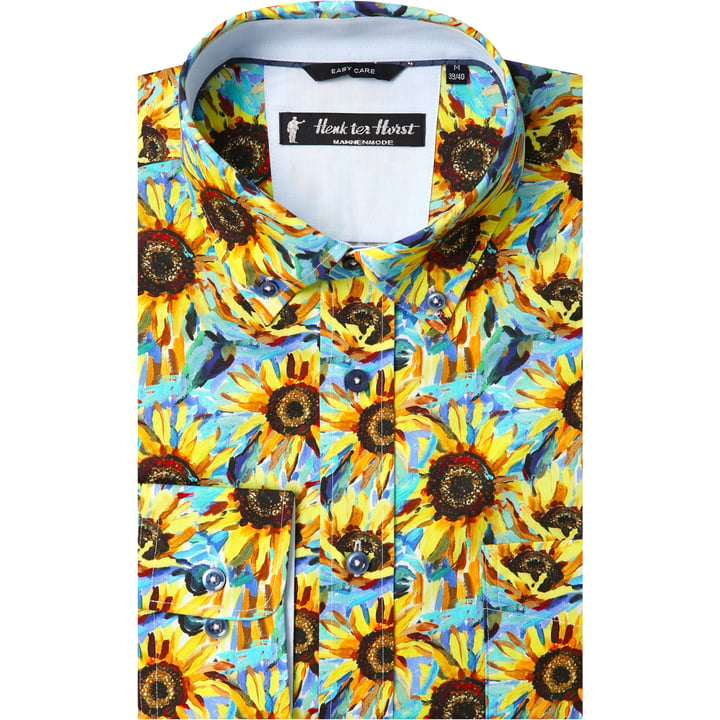 Kaufen Sie Henk ter Horst 100% katoenen overhemd met lange mouw en geverfde zonnebloemen Geel für nur 75,23 CHF bei Henk ter Horst fashion